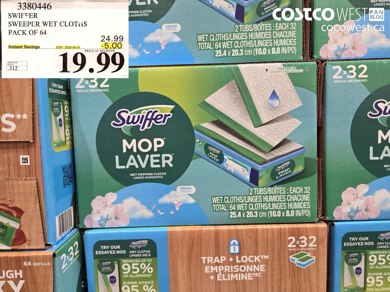 3380446 SWIFFER SWEEPER WET CLOTHS PACK OF 64 ($5.00 INSTANT SAVINGS EXPIRES ON 2026-08-30) $19.99