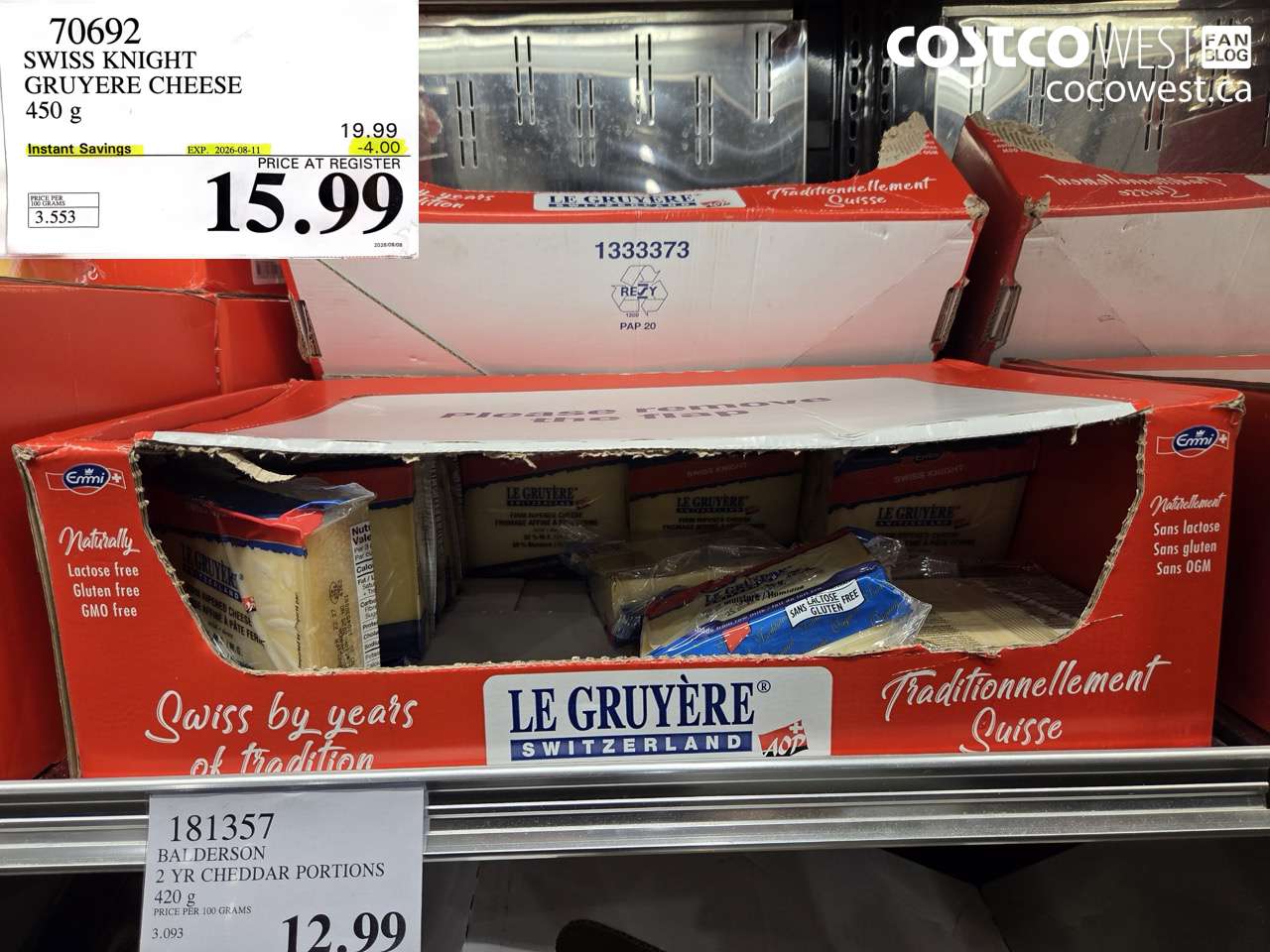 70692 SWISS KNIGHT GRUYERE CHEESE 450 G ($4.00 INSTANT SAVINGS EXPIRES ON 2026-08-11) $15.99