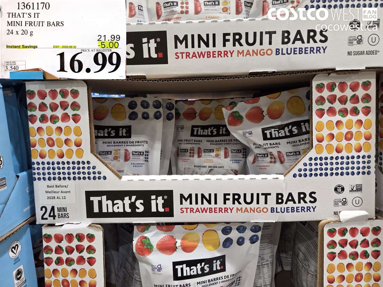 1361170 THAT'S IT MINI FRUIT BARS 24 X 20 G ($5.00 INSTANT SAVINGS EXPIRES ON 2026-08-30) $16.99