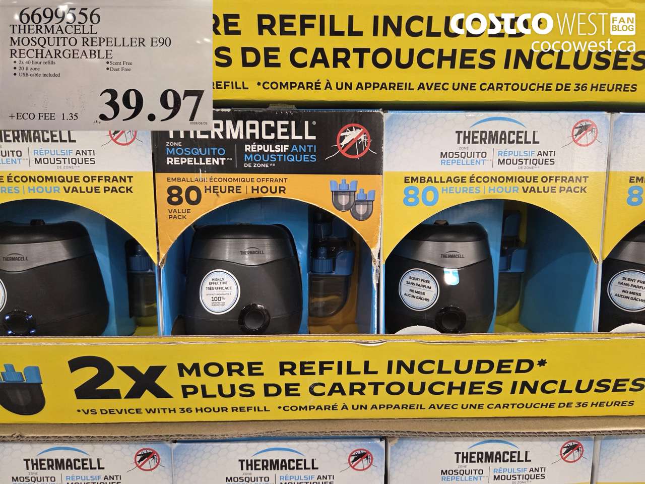 6699556 THERMACELL MOSQUITO REPELLER E90 RECHARGEABLE $39.97