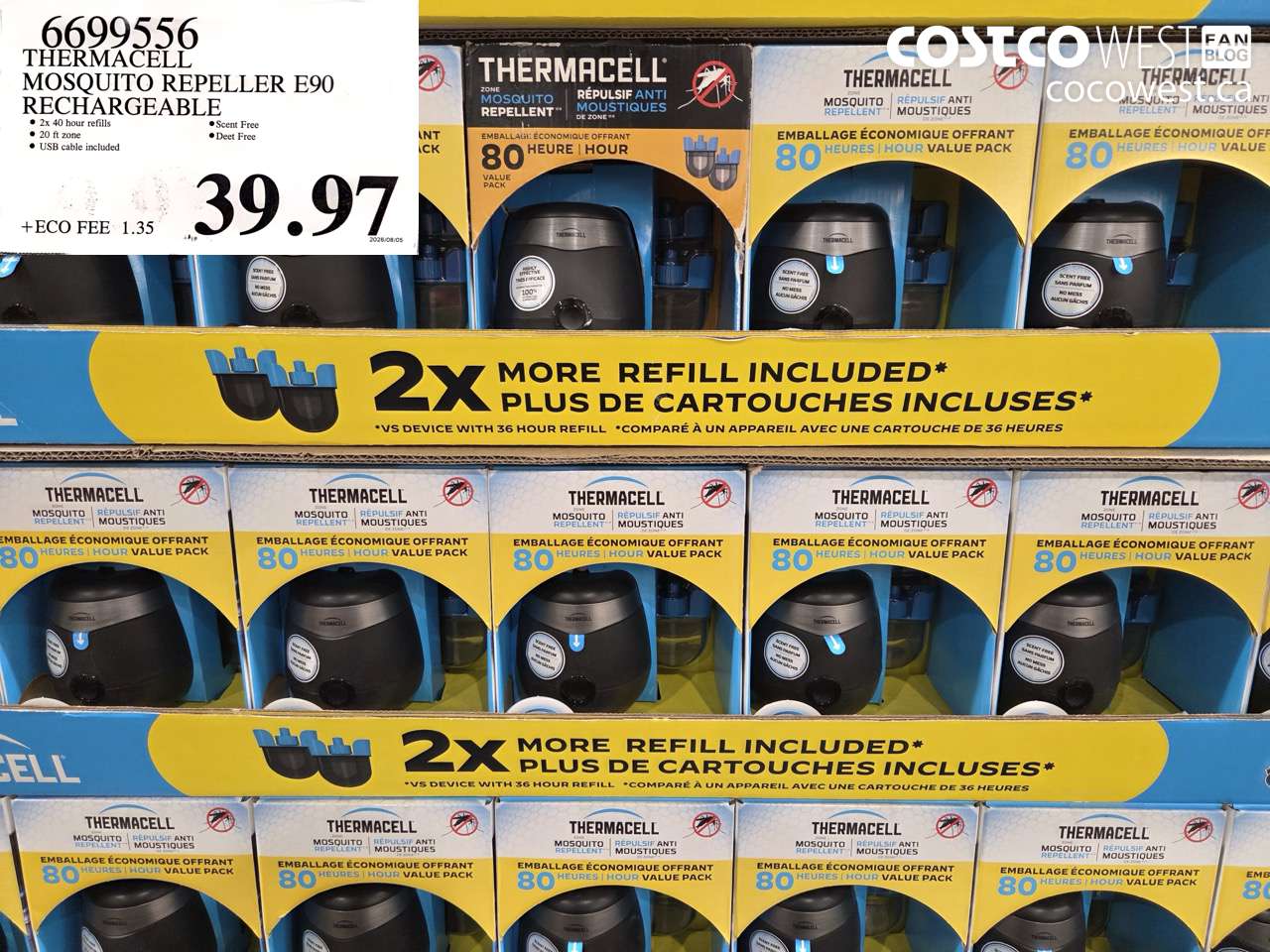 6699556 THERMACELL MOSQUITO REPELLER E90 RECHARGEABLE $39.97