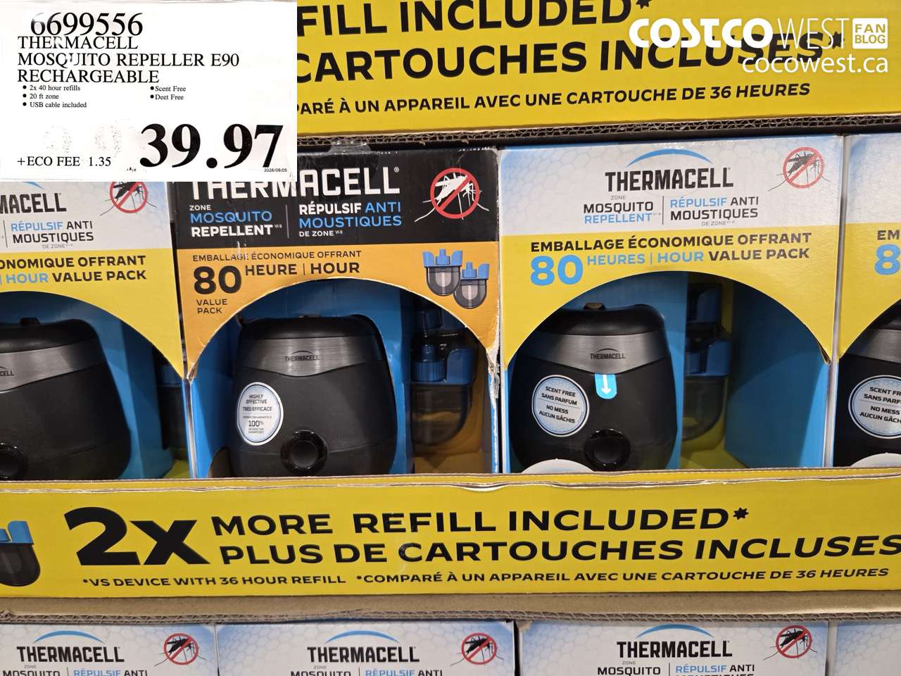 6699556 THERMACELL MOSQUITO REPELLER E90 RECHARGEABLE $39.97