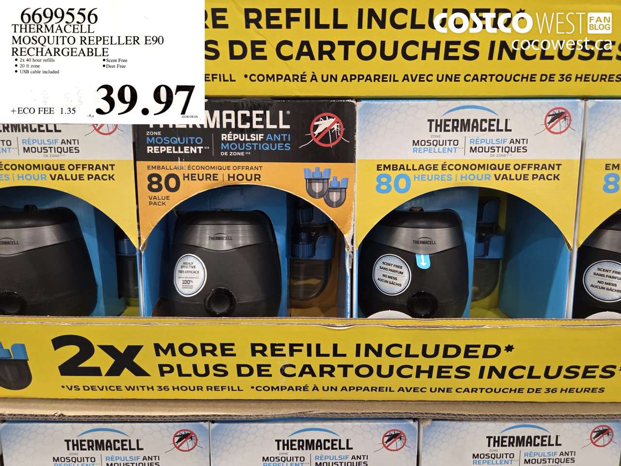 6699556 THERMACELL MOSQUITO REPELLER E90 RECHARGEABLE $39.97