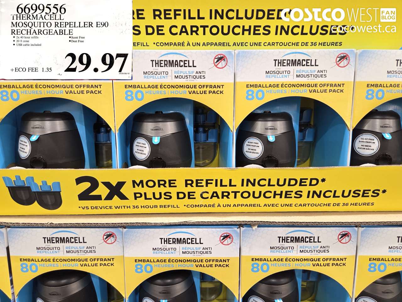 6699556 THERMACELL MOSQUITO REPELLER E90 RECHARGEABLE $29.97