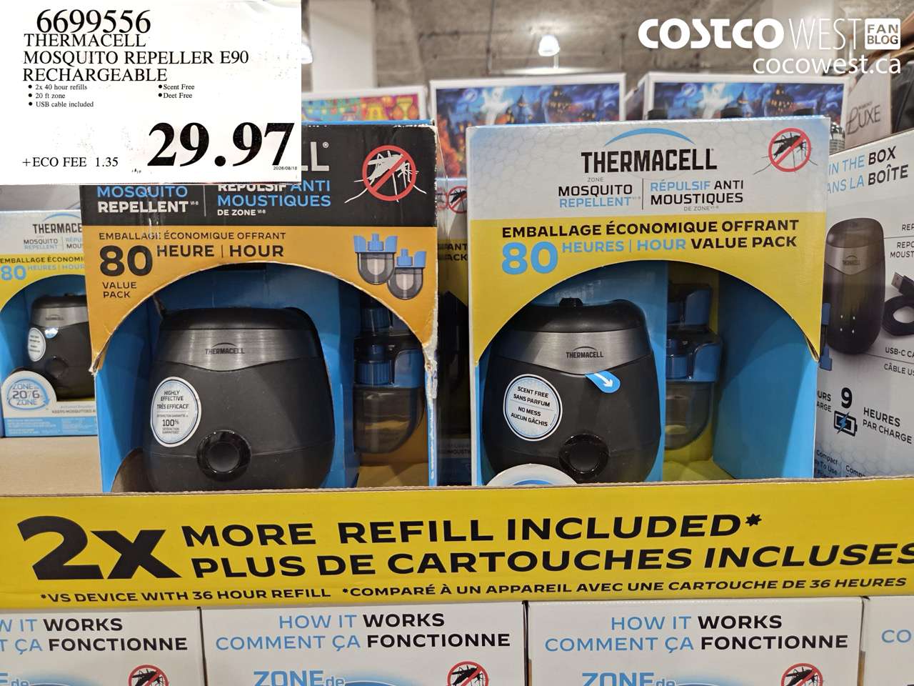 6699556 THERMACELL MOSQUITO REPELLER E90 RECHARGEABLE $29.97