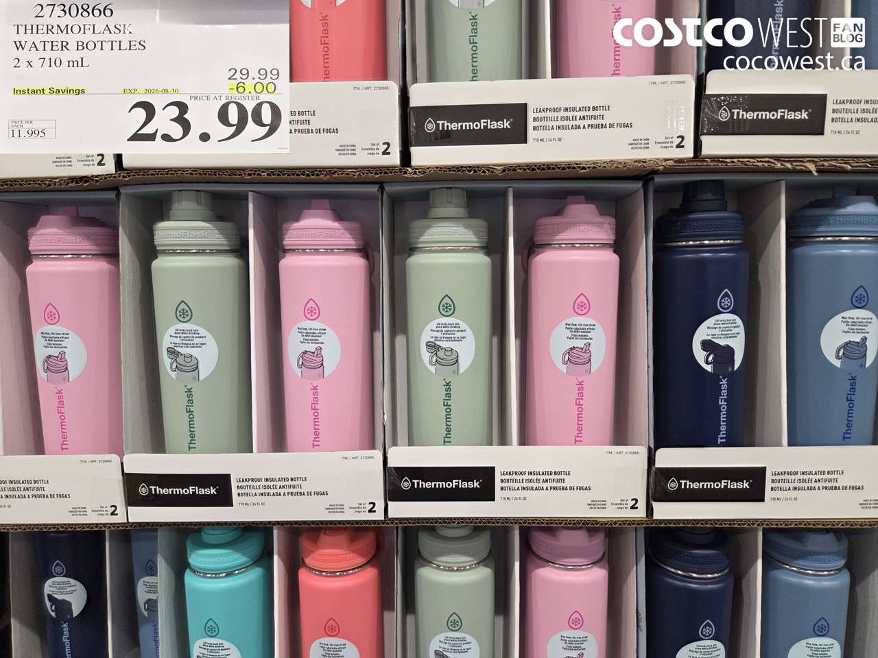 2730866 THERMOFLASK WATER BOTTLES 2 X 710 ML ($6.00 INSTANT SAVINGS EXPIRES ON 2026-08-30) $23.99
