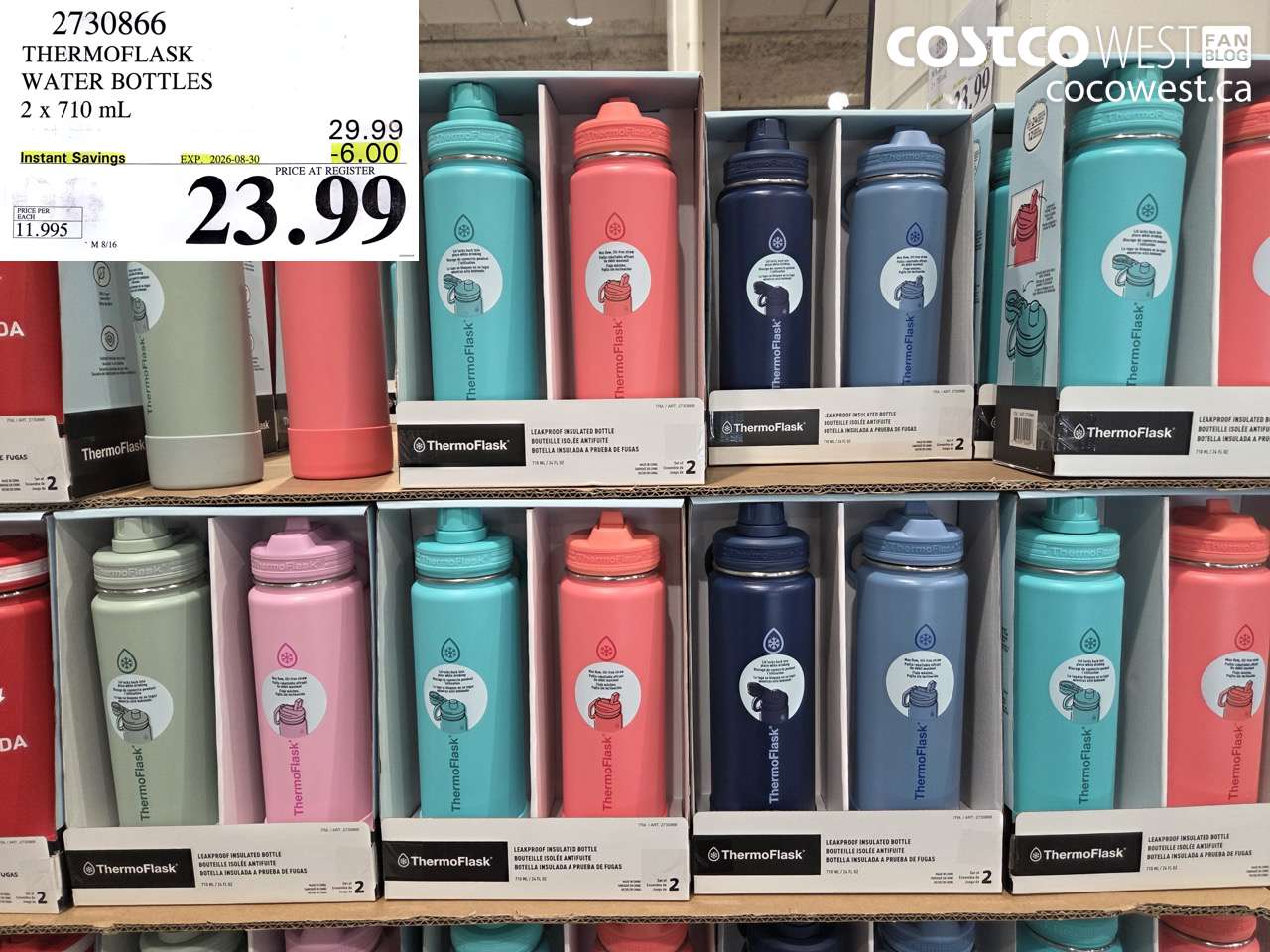 2730866 THERMOFLASK WATER BOTTLES 2 X 710 ML ($6.00 INSTANT SAVINGS EXPIRES ON 2026-08-30) $23.99