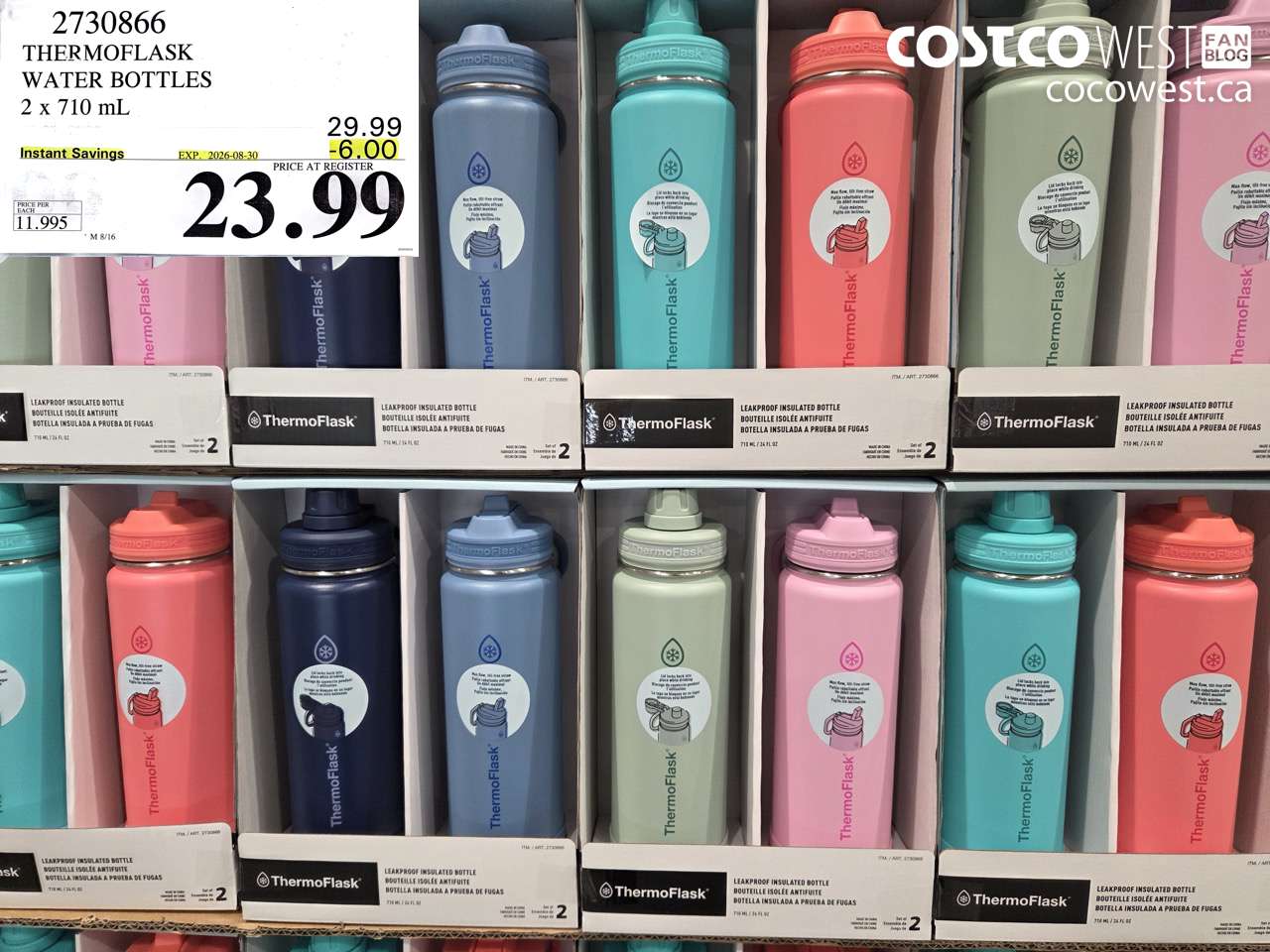 2730866 THERMOFLASK WATER BOTTLES 2 X 710 ML ($6.00 INSTANT SAVINGS EXPIRES ON 2026-08-30) $23.99