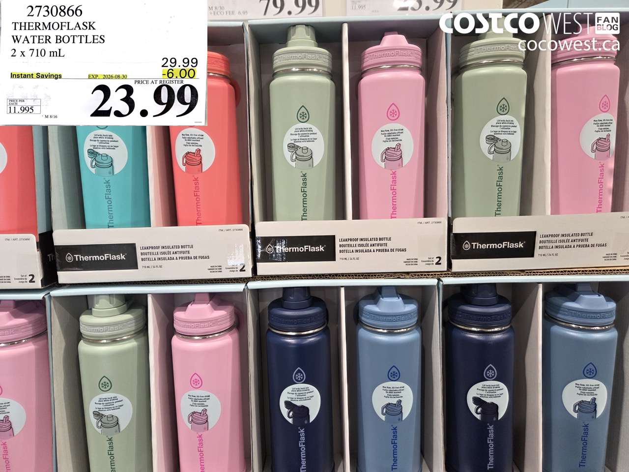 2730866 THERMOFLASK WATER BOTTLES 2 X 710 ML ($6.00 INSTANT SAVINGS EXPIRES ON 2026-08-30) $23.99
