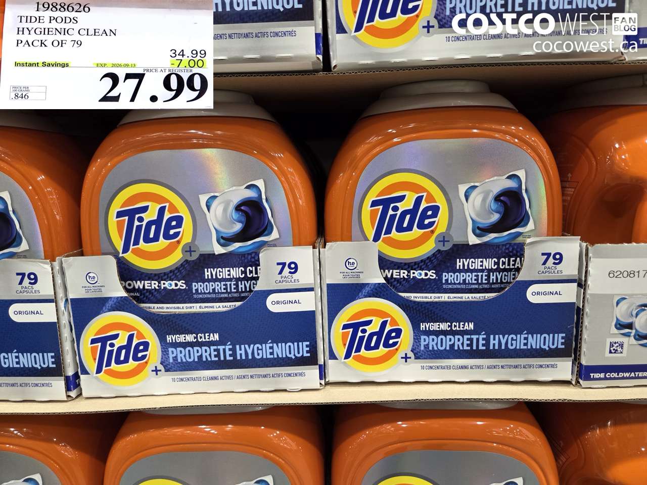 1988626 TIDE PODS HYGIENIC CLEAN PACK OF 79 ($7.00 INSTANT SAVINGS EXPIRES ON 2026-09-13) $27.99