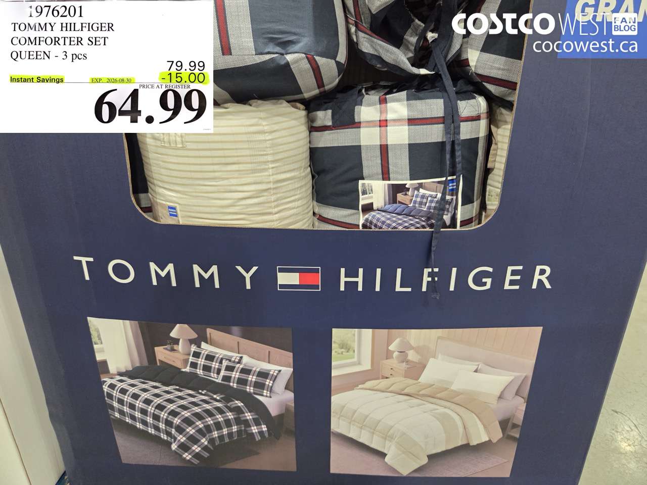 1976201 TOMMY HILFIGER COMFORTER SET QUEEN - 3 PCS ($15.00 INSTANT SAVINGS EXPIRES ON 2026-08-30) $64.99