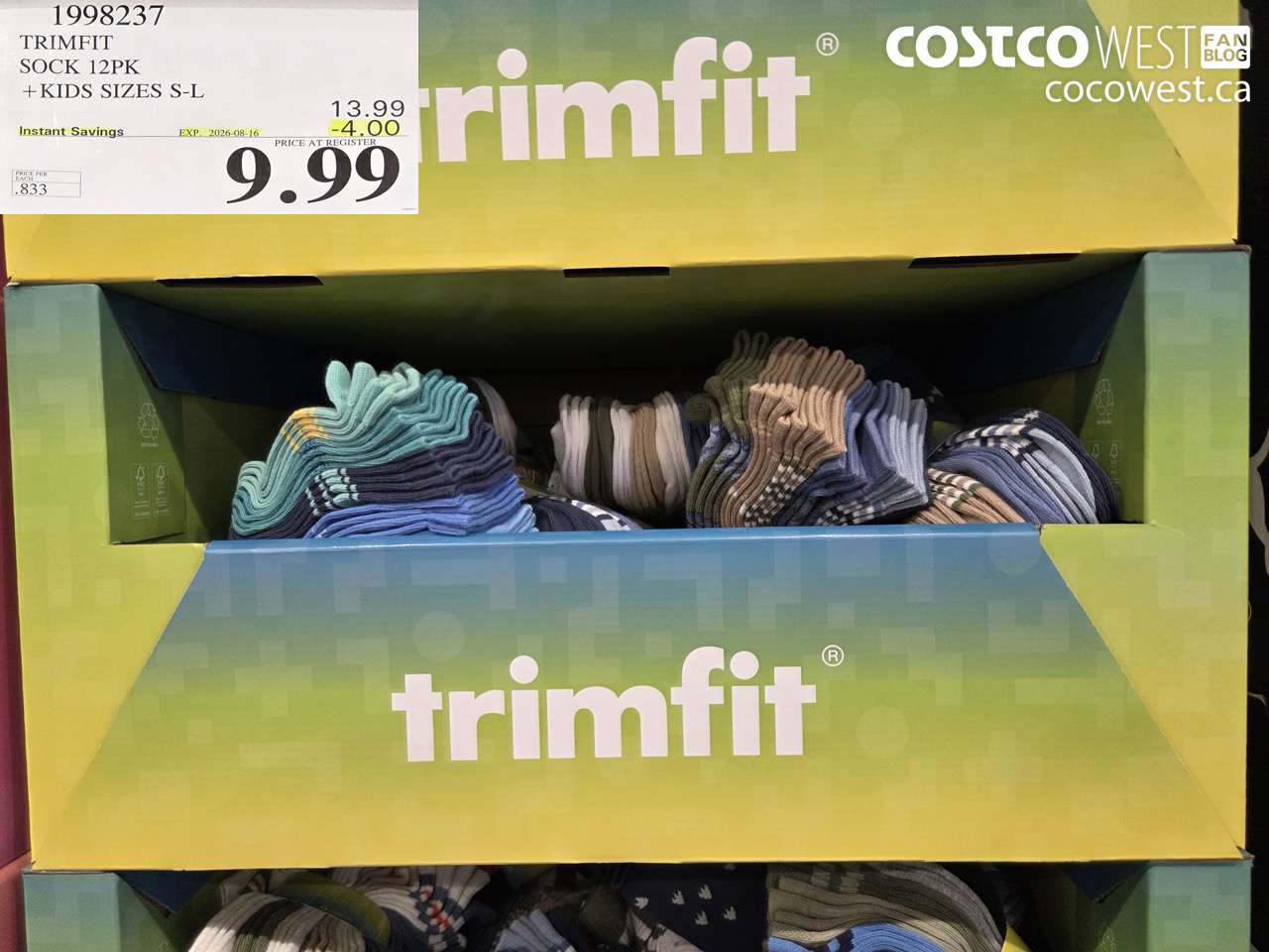 1998237 TRIMFIT SOCK 12PK + KIDS SIZES S-L ($4.00 INSTANT SAVINGS EXPIRES ON 2026-08-16) $9.99