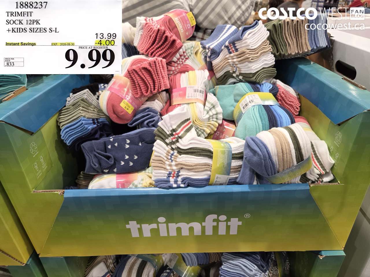 1888237 TRIMFIT SOCK 12PK + KIDS SIZES S-L ($4.00 INSTANT SAVINGS EXPIRES ON 2026-08-30) $9.99