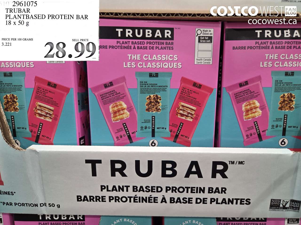2961075 TRUBAR PLANTBASED PROTEIN BAR 18 X 50 G $28.99