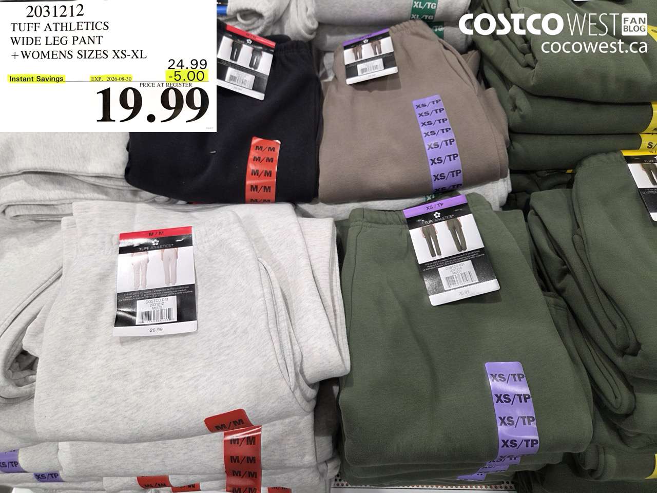 2031212 TUFF ATHLETICS WIDE LEG PANT WOMENS SIZES XS-XL ($5.00 INSTANT SAVINGS EXPIRES ON 2026-08-30) $19.99