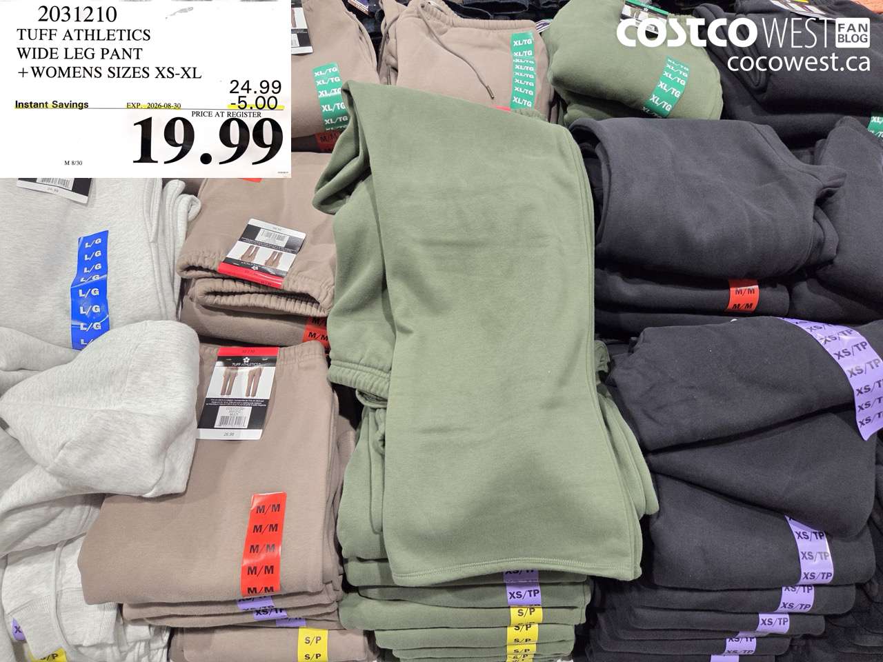 2031210 TUFF ATHLETICS WIDE LEG PANT + WOMENS SIZES XS-XL ($5.00 INSTANT SAVINGS EXPIRES ON 2026-08-30) $19.99
