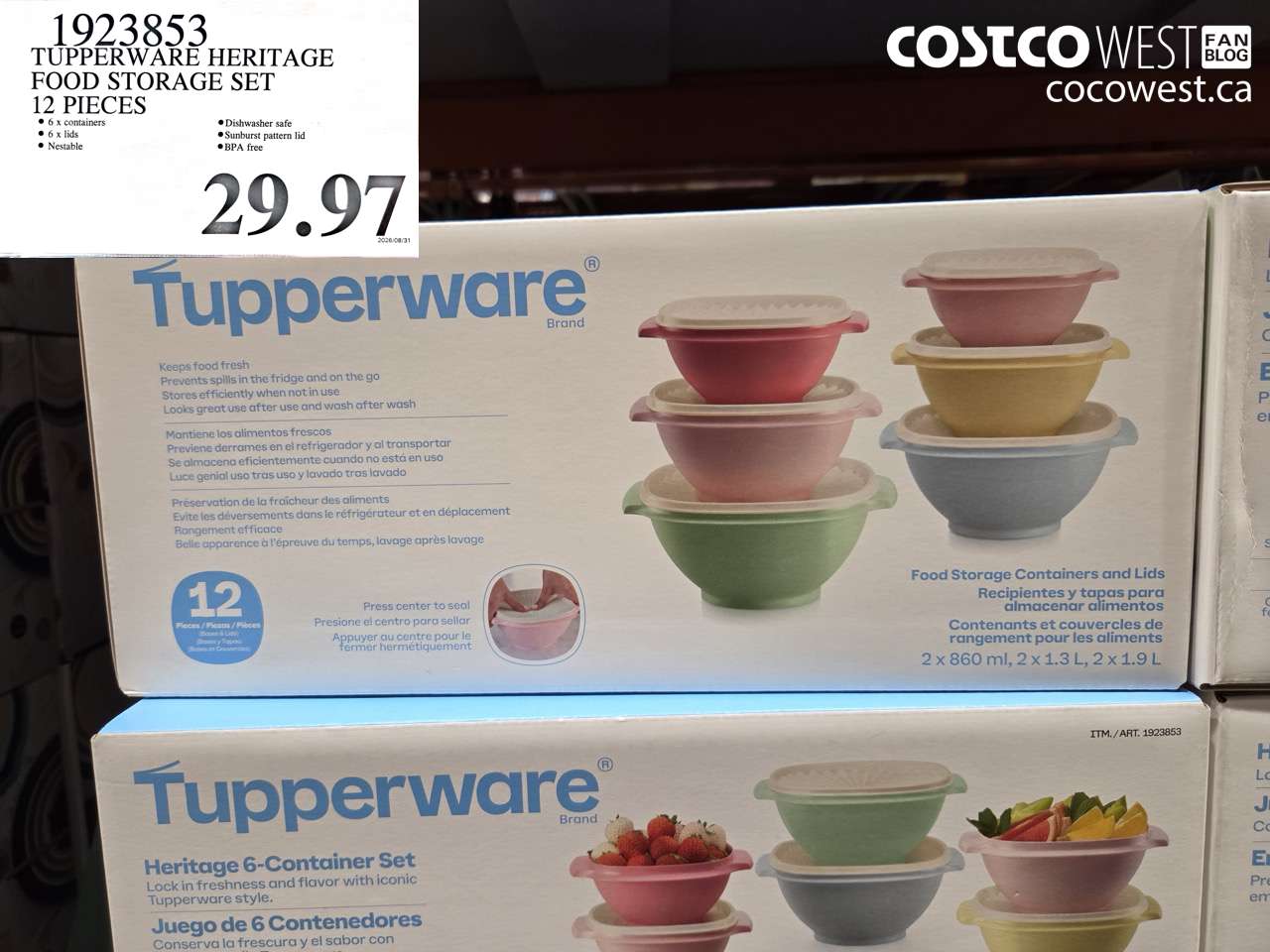 1923853 TUPPERWARE HERITAGE FOOD STORAGE SET 12 PIECES $29.97