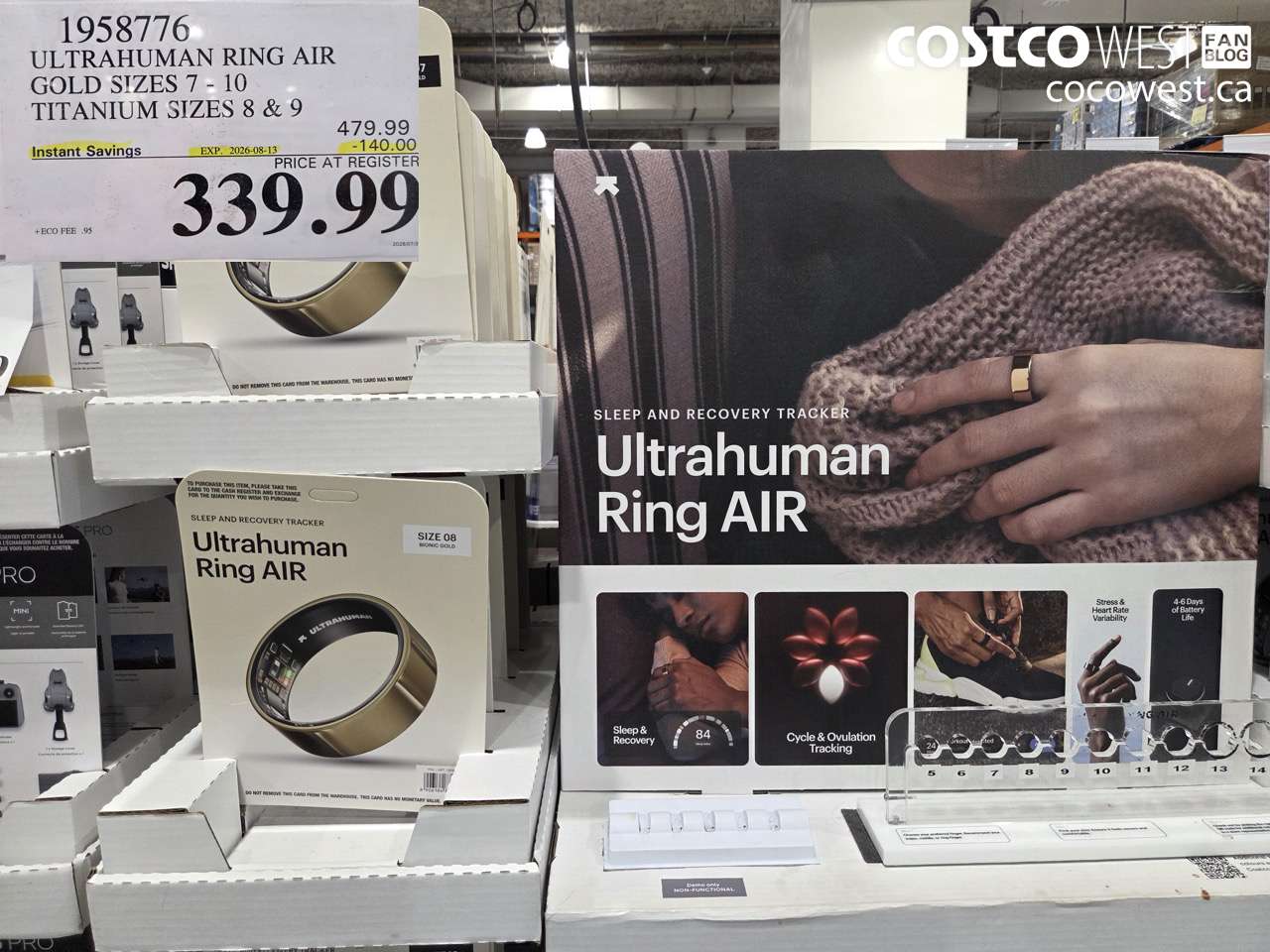 1958776 ULTRAHUMAN RING AIR GOLD SIZES 7 - 10 TITANIUM SIZES 8 & 9 ($140.00 INSTANT SAVINGS EXPIRES ON 2026-08-13) $339.99