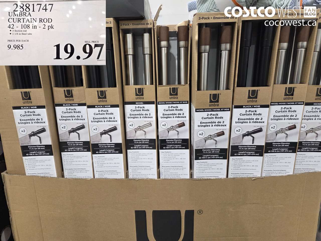 2881747 UMBRA CURTAIN ROD 42 - 108 IN - 2 PK $19.97
