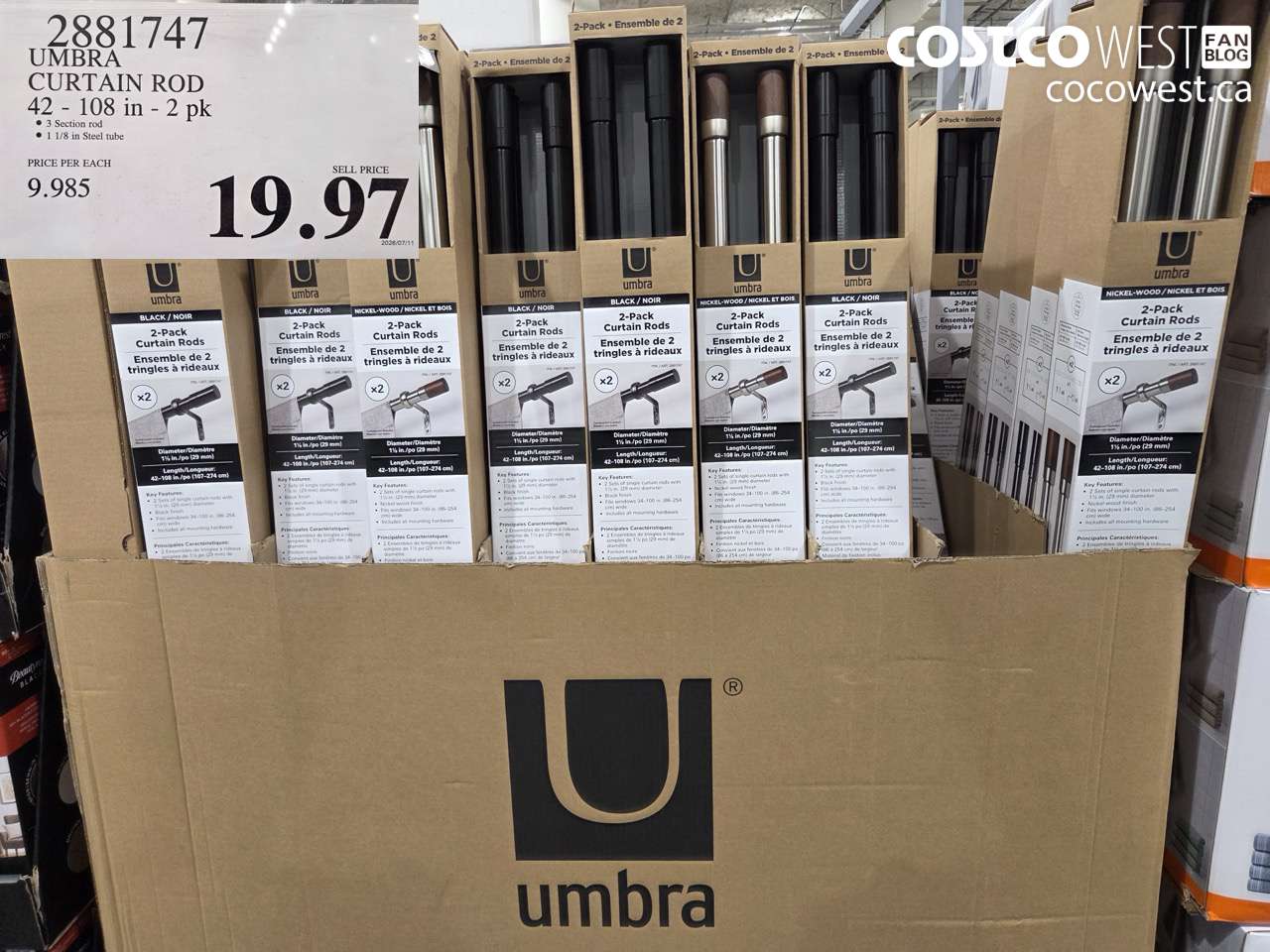 2881747 UMBRA CURTAIN ROD 42 - 108 IN - 2 PK $19.97