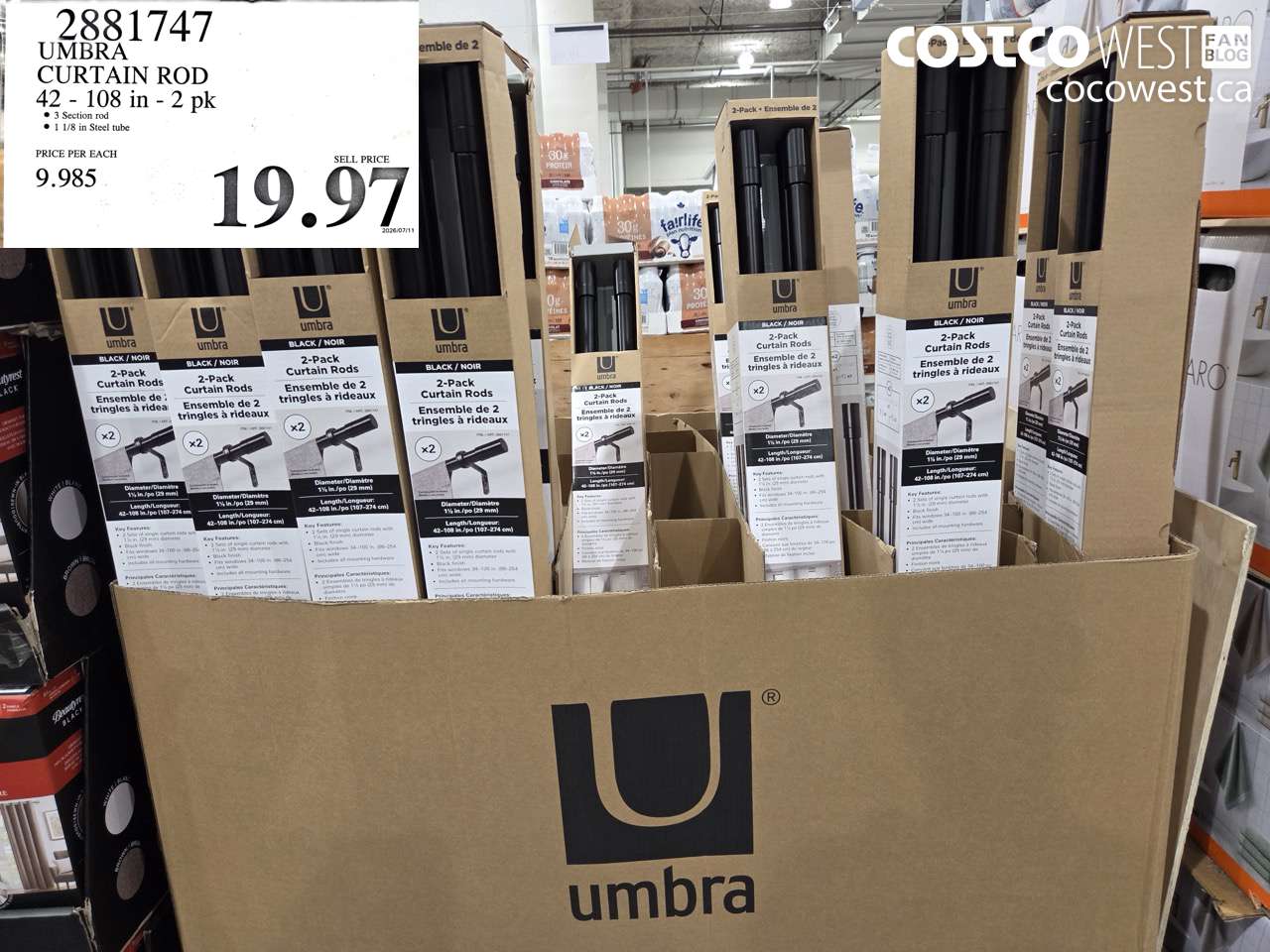 2881747 UMBRA CURTAIN ROD 42 - 108 IN - 2 PK $19.97