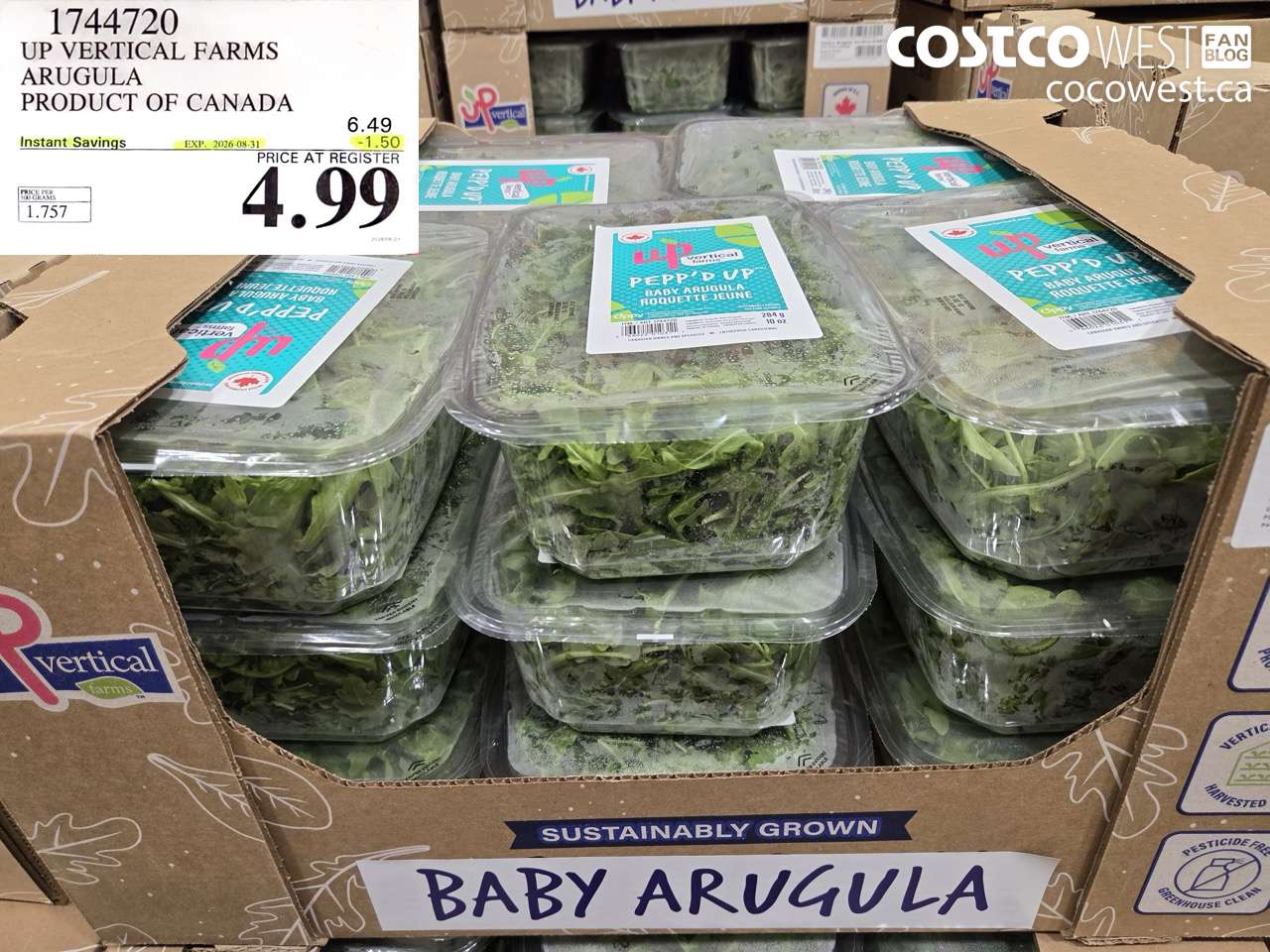 1744720 UP VERTICAL FARMS ARUGULA ($1.50 INSTANT SAVINGS EXPIRES ON 2026-08-31) $4.99