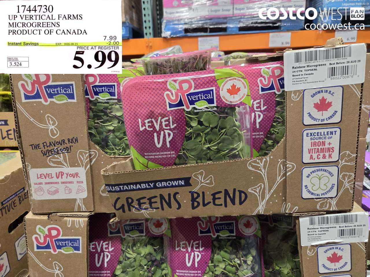 1744730 UP VERTICAL FARMS MICROGREENS PRODUCT OF CANADA ($2.00 INSTANT SAVINGS EXPIRES ON 2026-08-23) $5.99
