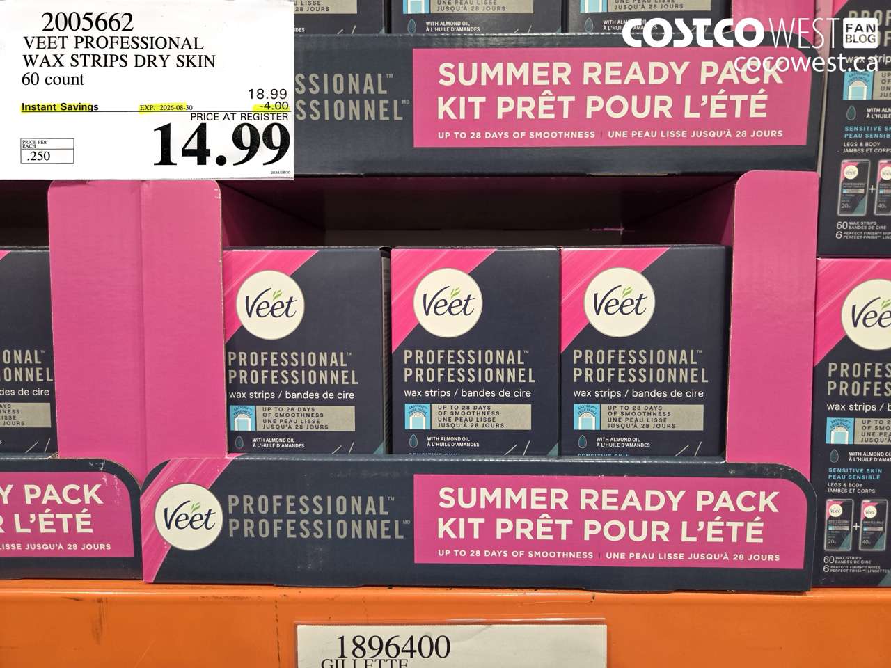 2005662 VEET PROFESSIONAL WAX STRIPS DRY SKIN 60 COUNT ($4.00 INSTANT SAVINGS EXPIRES ON 2026-08-30) $14.99