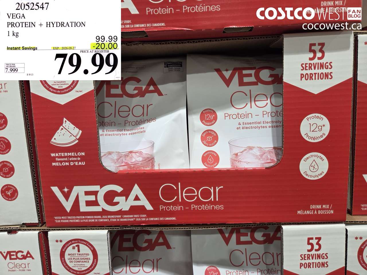 2052547 VEGA PROTEIN + HYDRATION 1 KG ($20.00 INSTANT SAVINGS EXPIRES ON 2026-09-27) $79.99