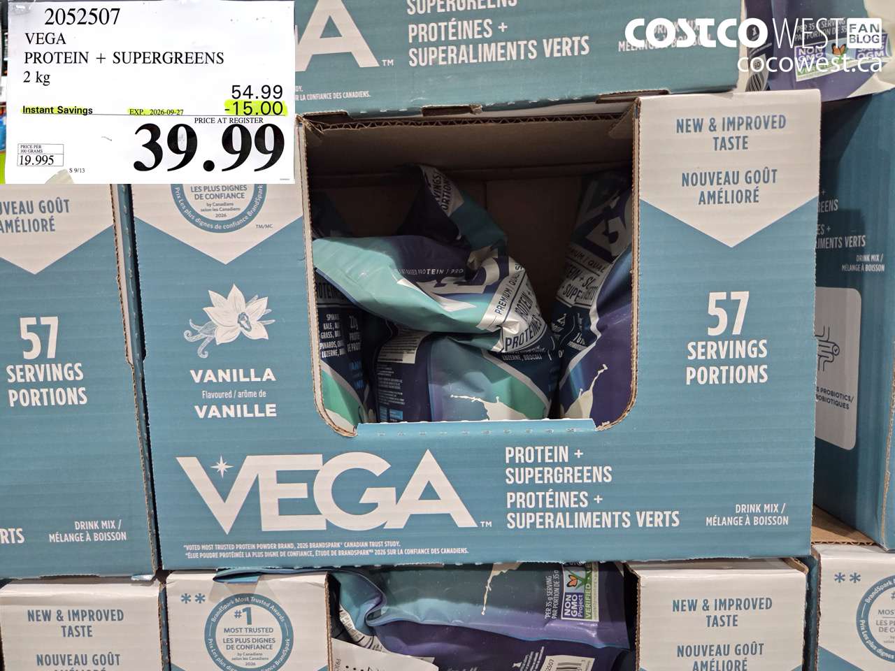 2052507 VEGA PROTEIN + SUPERGREENS 2 KG ($15.00 INSTANT SAVINGS EXPIRES ON 2026-09-27) $39.99