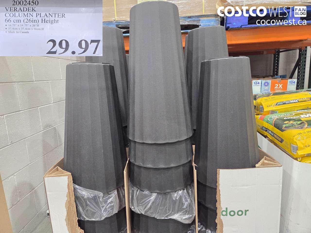 2002450 VERADEK COLUMN PLANTER 66 CM (26IN) HEIGHT $29.97