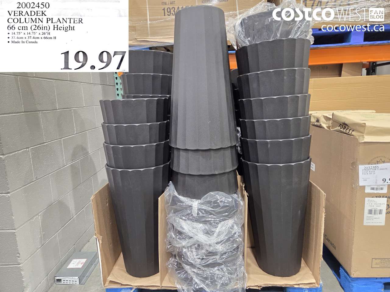 2002450 VERADEK COLUMN PLANTER 66 CM (26IN) HEIGHT $19.97
