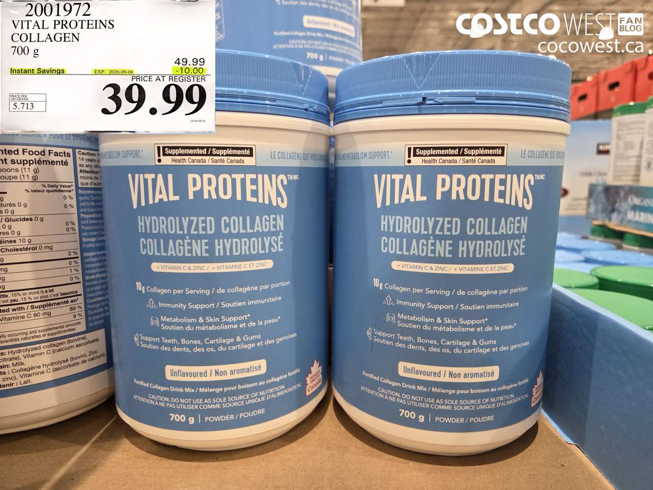 2001972 VITAL PROTEINS COLLAGEN 700 G ($10.00 INSTANT SAVINGS EXPIRES ON 2026-09-06) $39.99