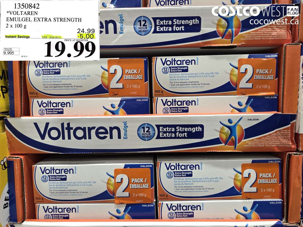 1350842 VOLTAREN EMULGEL EXTRA STRENGTH 2 X 100 G ($5.00 INSTANT SAVINGS EXPIRES ON 2026-09-27) $19.99