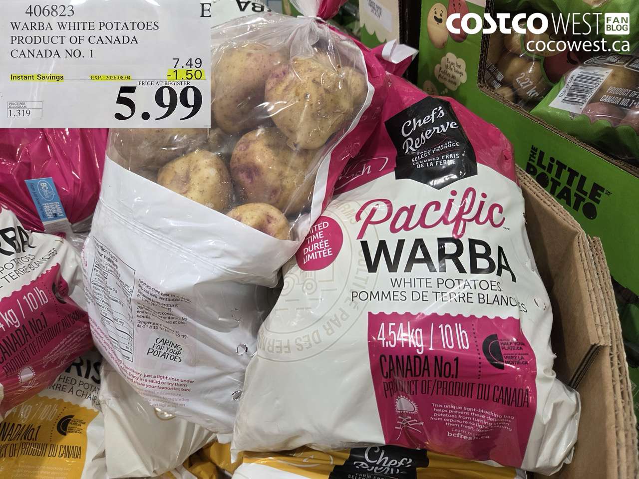 406823 WARBA WHITE POTATOES PRODUCT OF CANADA CANADA NO. 1 ($1.50 INSTANT SAVINGS EXPIRES ON 2026-08-04) $5.99