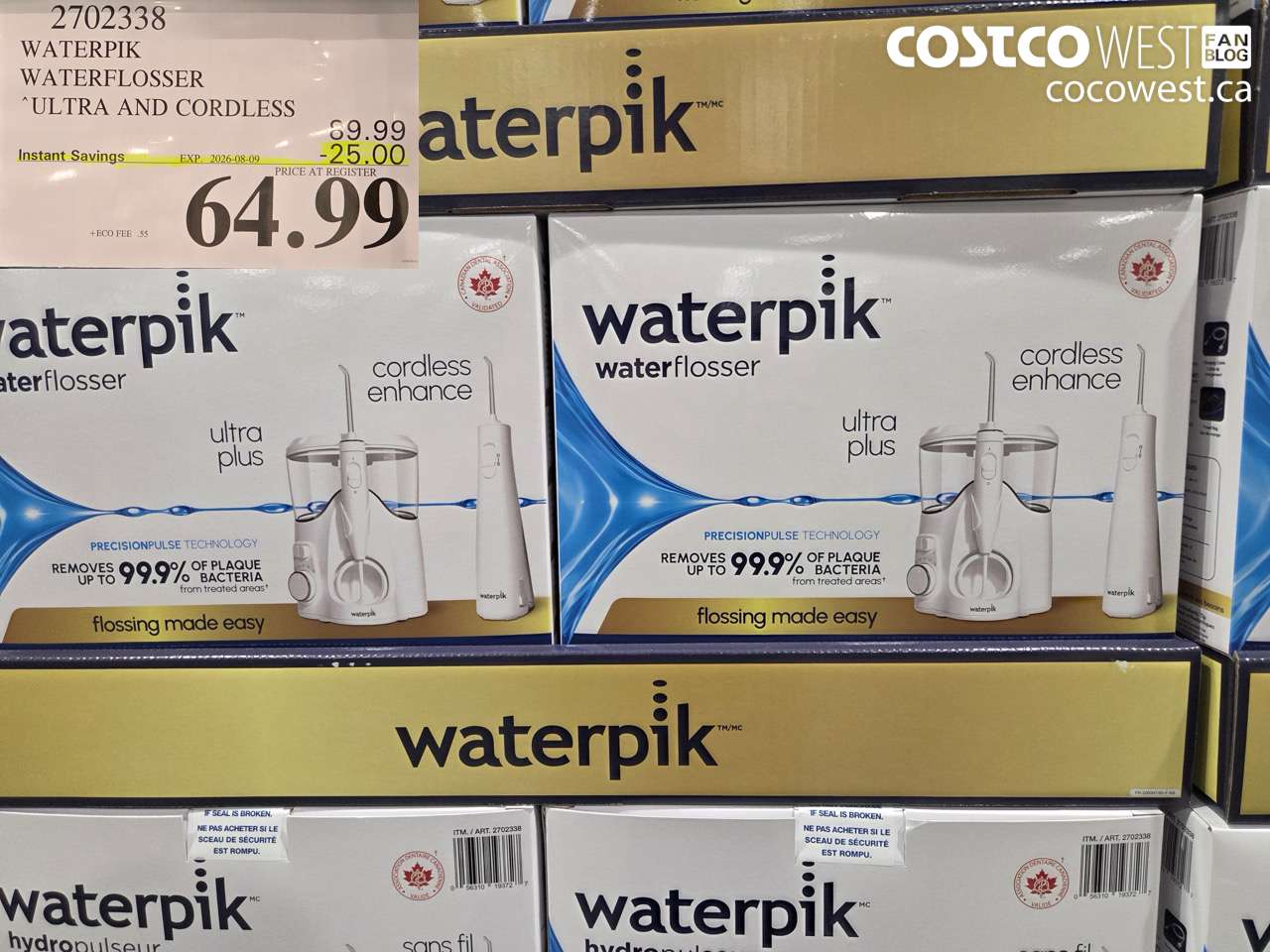 2702338 WATERPIK WATERFLOSSER ULTRA AND CORDLESS ($25.00 INSTANT SAVINGS EXPIRES ON 2026-08-09) $64.99