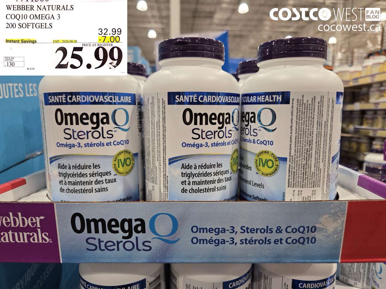 7711300 WEBBER NATURALS COQ10 OMEGA 3 200 SOFTGELS ($7.00 INSTANT SAVINGS EXPIRES ON 2026-08-30) $25.99