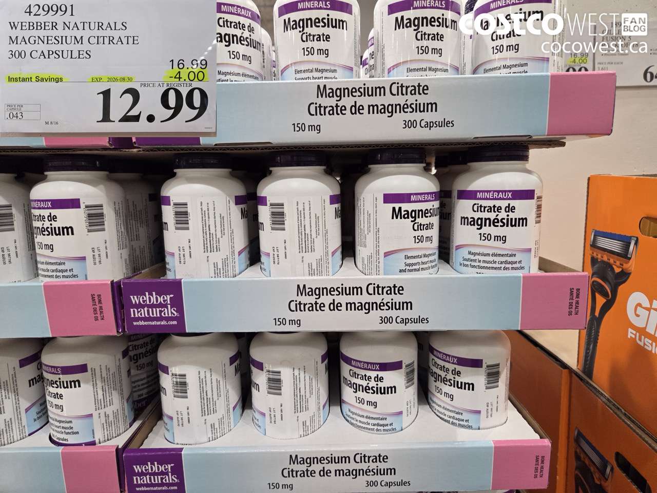 429991 WEBBER NATURALS MAGNESIUM CITRATE 300 CAPSULES ($4.00 INSTANT SAVINGS EXPIRES ON 2026-08-30) $12.99