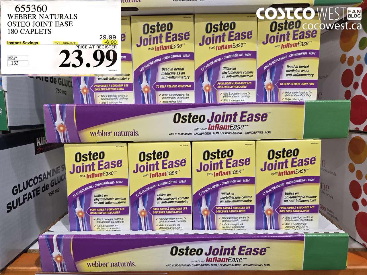 655360 WEBBER NATURALS OSTEO JOINT EASE 180 CAPLETS ($6.00 INSTANT SAVINGS EXPIRES ON 2026-08-30) $23.99