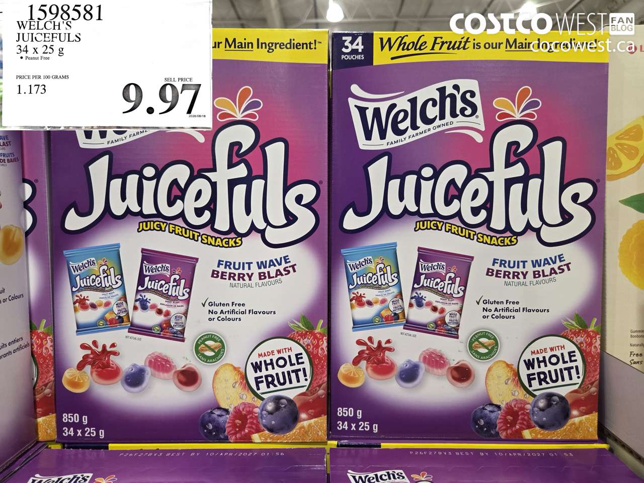 1598581 WELCH'S JUICEFULS 34 X 25 G $9.97