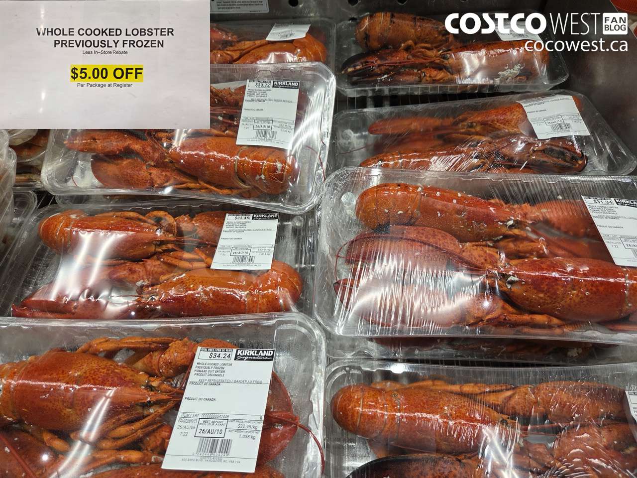 42448 WHOLE COOKED LOBSTER PREVIOUSLY FROZEN ($5.00 INSTANT SAVINGS)