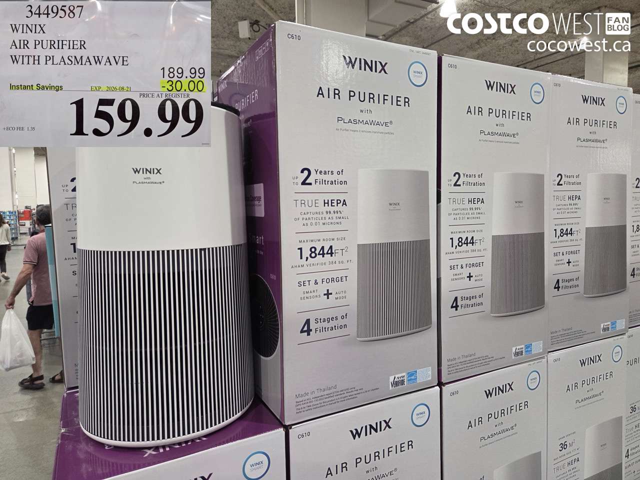 3449587 WINIX AIR PURIFIER WITH PLASMAWAVE ($30.00 INSTANT SAVINGS EXPIRES ON 2026-08-21) $159.99