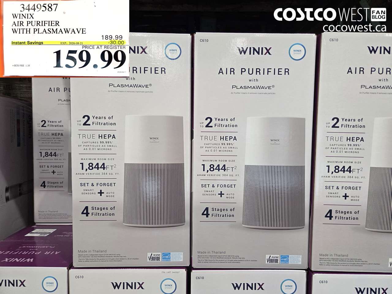 3449587 WINIX AIR PURIFIER WITH PLASMAWAVE ($30.00 INSTANT SAVINGS EXPIRES ON 2026-08-21) $159.99