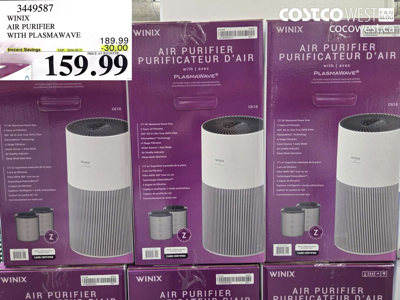 3449587 WINIX AIR PURIFIER WITH PLASMAWAVE ($30.00 INSTANT SAVINGS EXPIRES ON 2026-08-21) $159.99