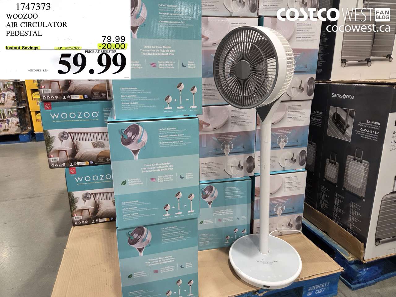 1747373 WOOZOO AIR CIRCULATOR PEDESTAL ($20.00 INSTANT SAVINGS EXPIRES ON 2026-09-06) $59.99