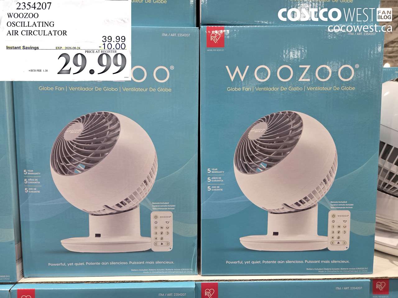 2354207 WOOZOO OSCILLATING AIR CIRCULATOR ($10.00 INSTANT SAVINGS EXPIRES ON 2026-08-24) $29.99