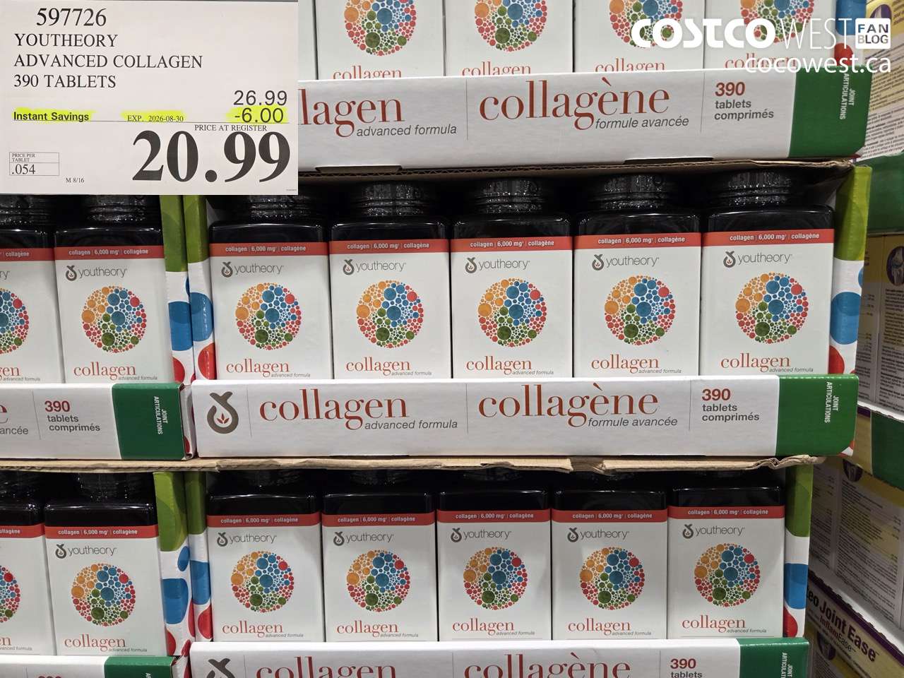 597726 YOUTHEORY ADVANCED COLLAGEN 390 TABLETS ($6.00 INSTANT SAVINGS EXPIRES ON 2026-08-30) $20.99