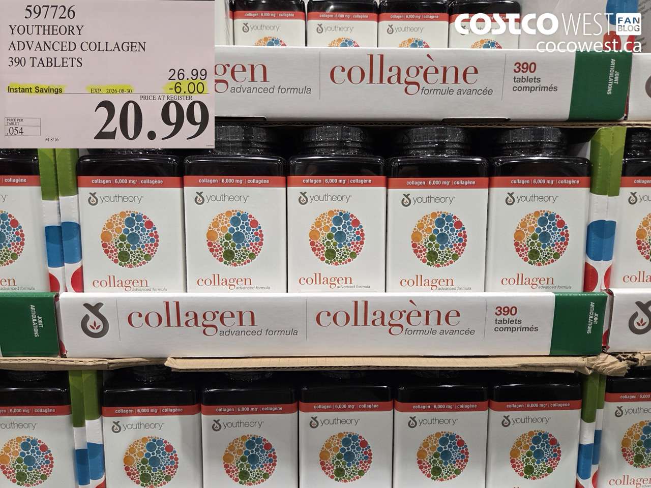 597726 YOUTHEORY ADVANCED COLLAGEN 390 TABLETS ($6.00 INSTANT SAVINGS EXPIRES ON 2026-08-30) $20.99