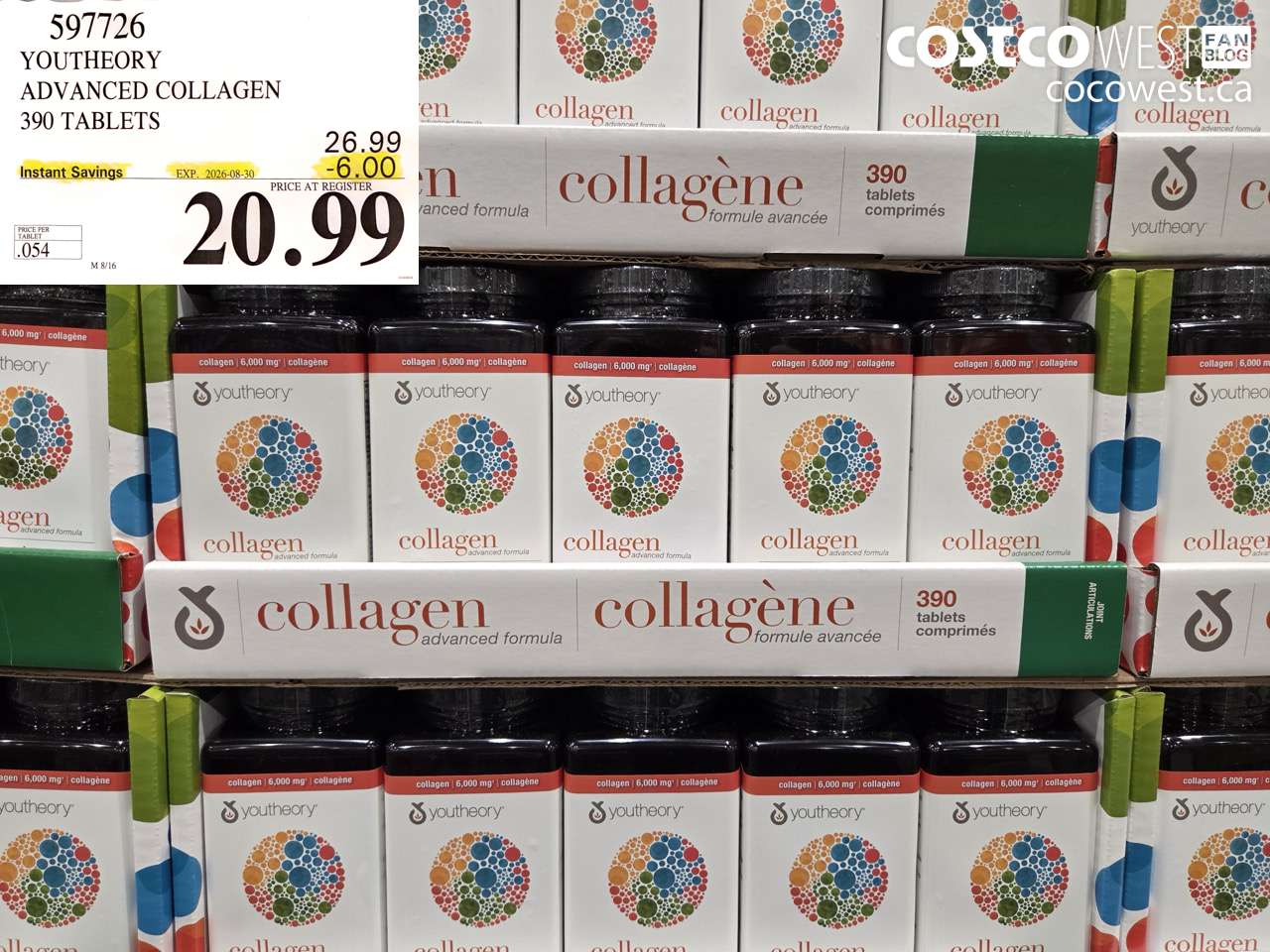 597726 YOUTHEORY ADVANCED COLLAGEN 390 TABLETS ($6.00 INSTANT SAVINGS EXPIRES ON 2026-08-30) $20.99