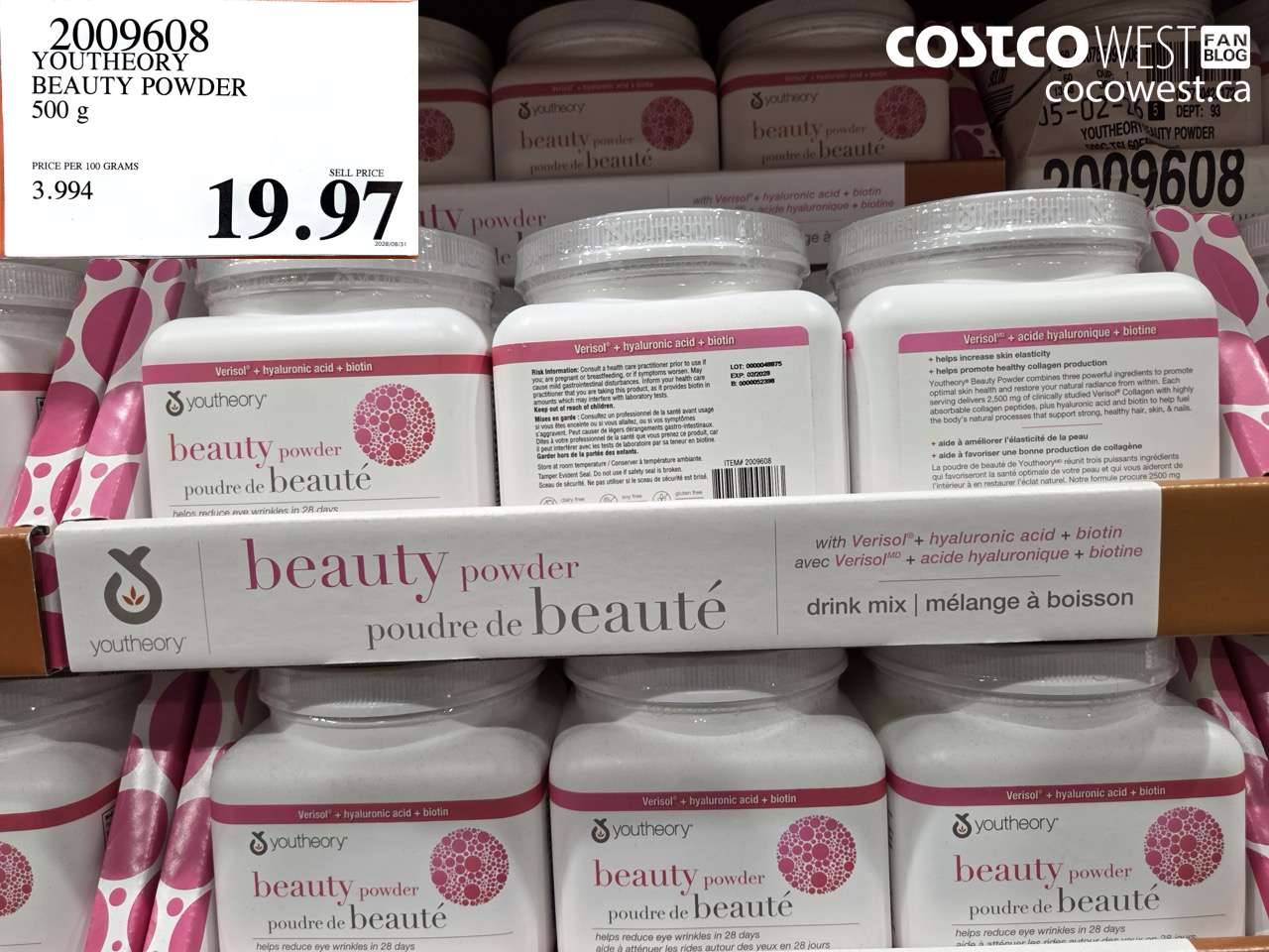 2009608 YOUTHEORY BEAUTY POWDER 500 G $19.97